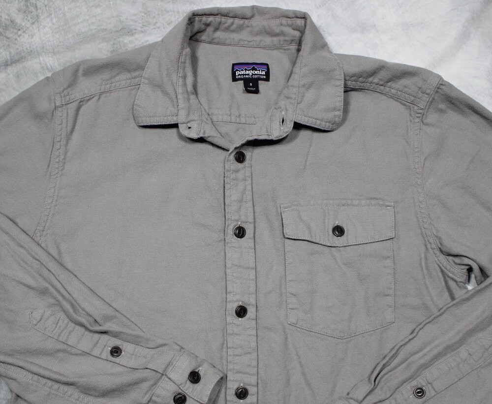 Patagonia Lightweight Fjord Flannel Twill Shirt Mens S Gray Organic Cotton 54020